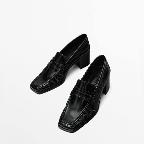 Massimo Dutti Shoes - MASSIMO DUTTI - SQUARE-TOE HEELED LOAFERS
